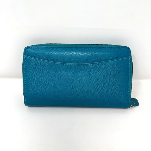 FiloFax Personal Compact Organizer Teal Saffiano Leather Planner Ring Zip Close - Picture 4 of 9